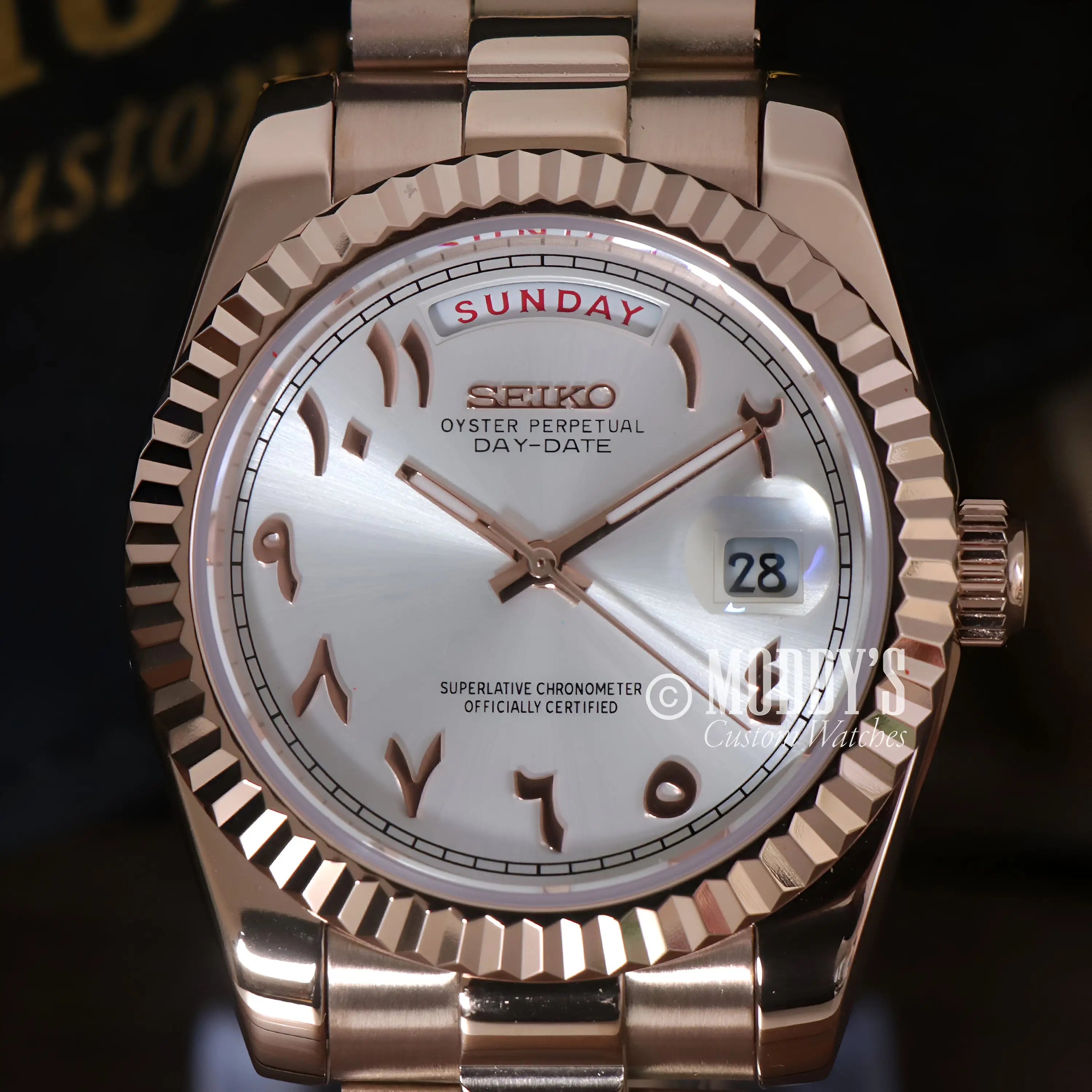 Seikojust | Daydate Rose Gold - White Arabic
